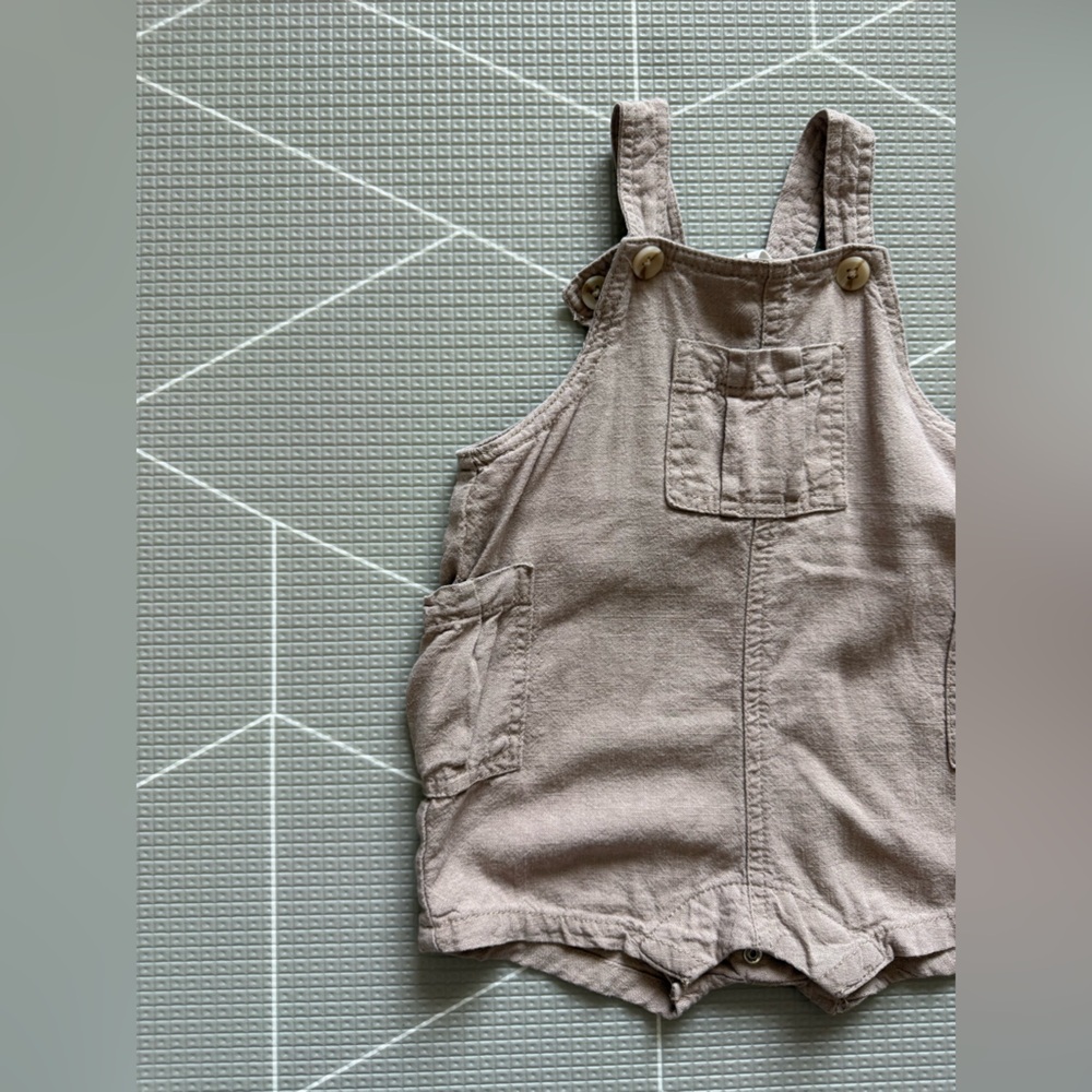 Cotton On|Baby gender neutral tan linen Romper Overalls•••Boho summer style 3/6M - Picture 4 of 6